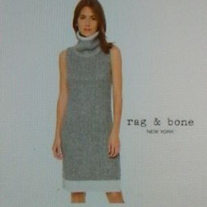 RAG AND BONE GRAY TURTLENECK CHUNKY KNIT SLEEVELESS SWEATER DRESS